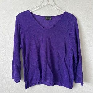 Sarah Arizona Purple Low Cut Textured Sweater Size Large